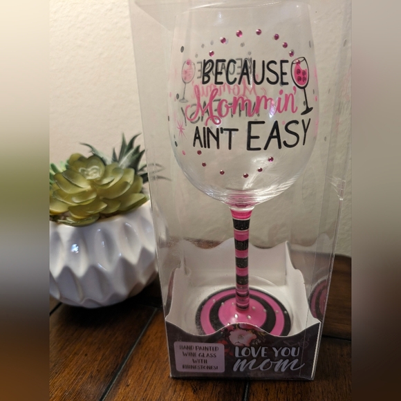 NEW Hand Painted Wine Glass For Moms/Mother's With Rhinestones! - Picture 2 of 5